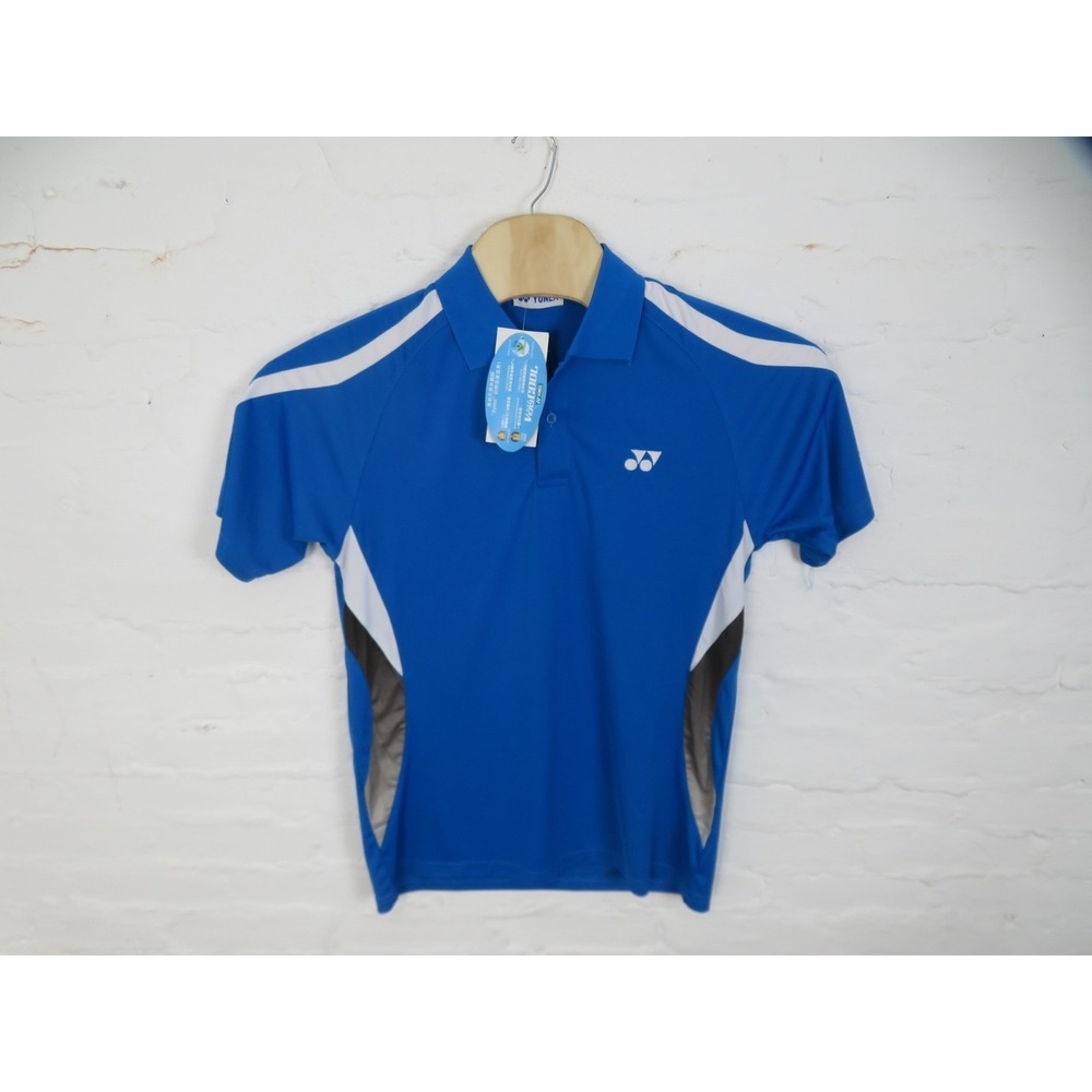 Yonex Polo Shirt Mens Large Blue Colorblock Tennis Performance Top Badminton